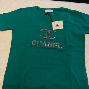 Chanel women Turquoise Tee with Logo